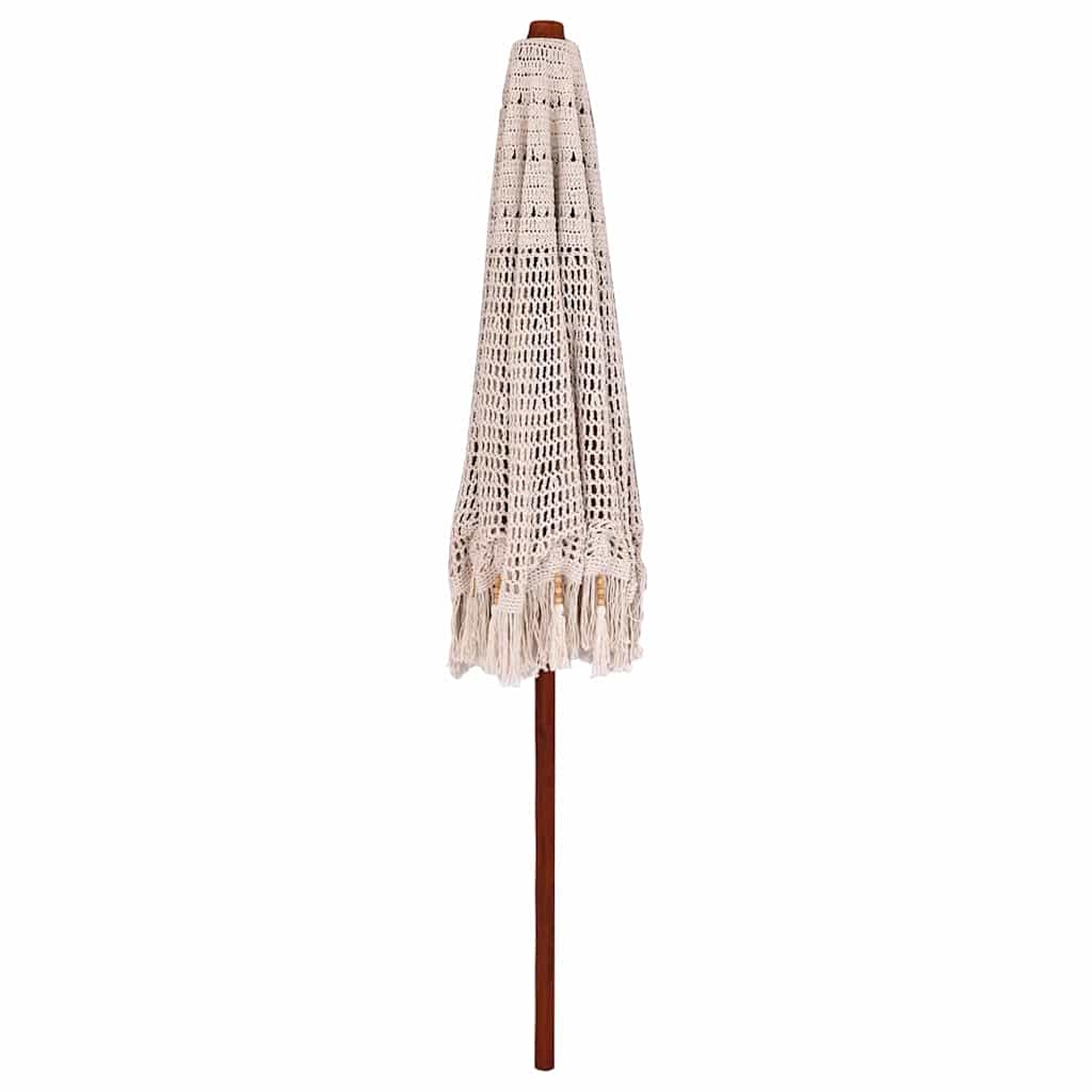 Guarda-sol Creme (250-255) x 250 cm Algodão e madeira sólida