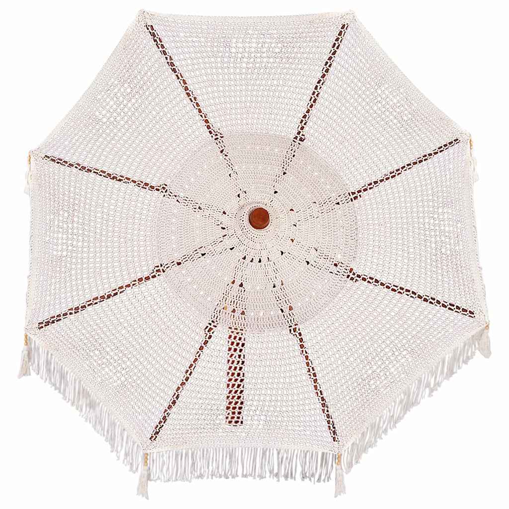 Guarda-sol Creme (250-255) x 250 cm Algodão e madeira sólida