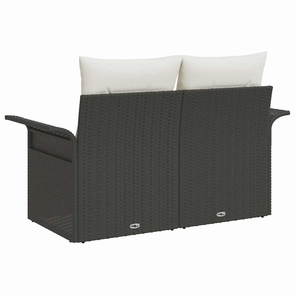 Sofá de jardim com almofada Preto 141 x 62 x 69cm vime PE