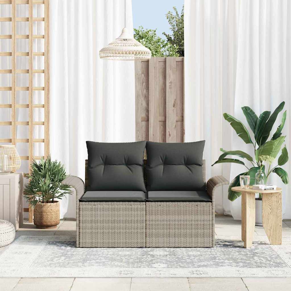 Sofá de jardim Cinzento-claro 141 x 62 x 69cm vime PE