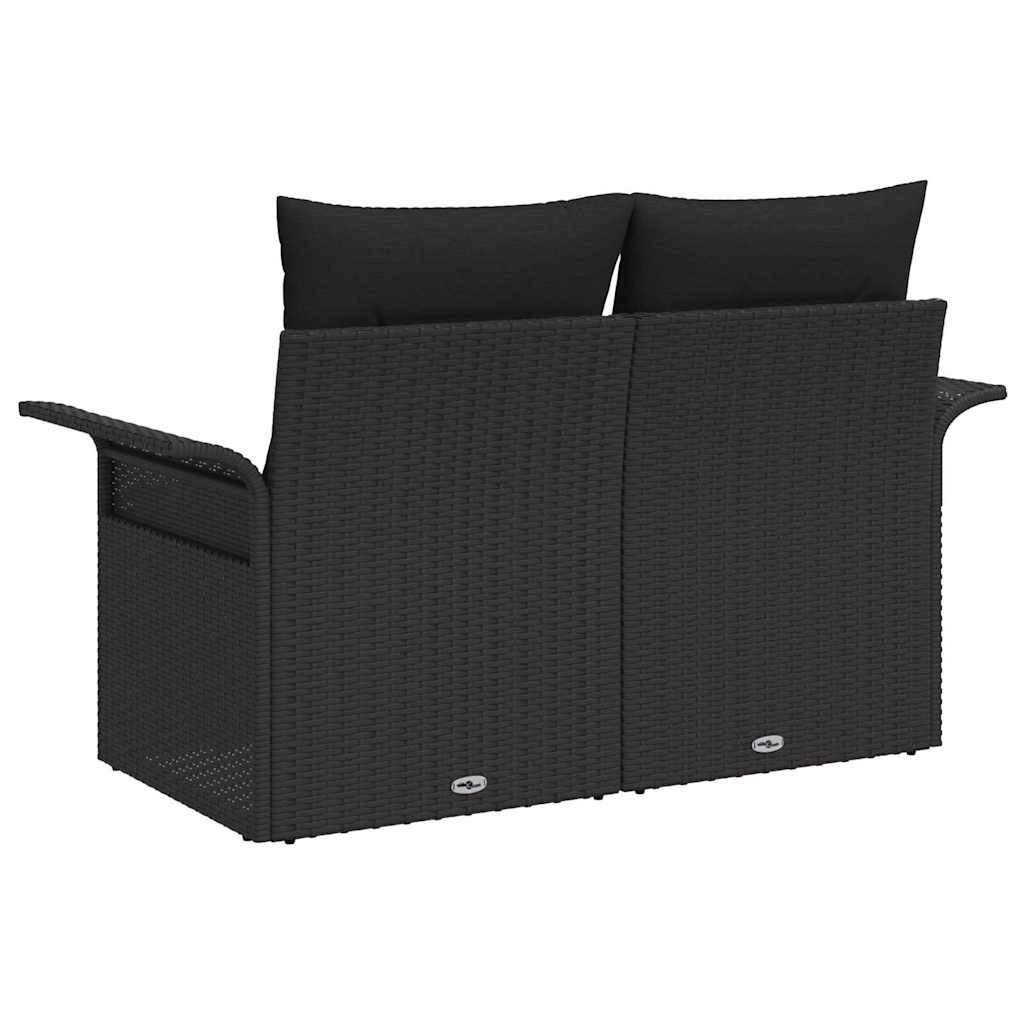 Sofá de jardim com almofada Preto 141 x 62 x 69cm vime PE