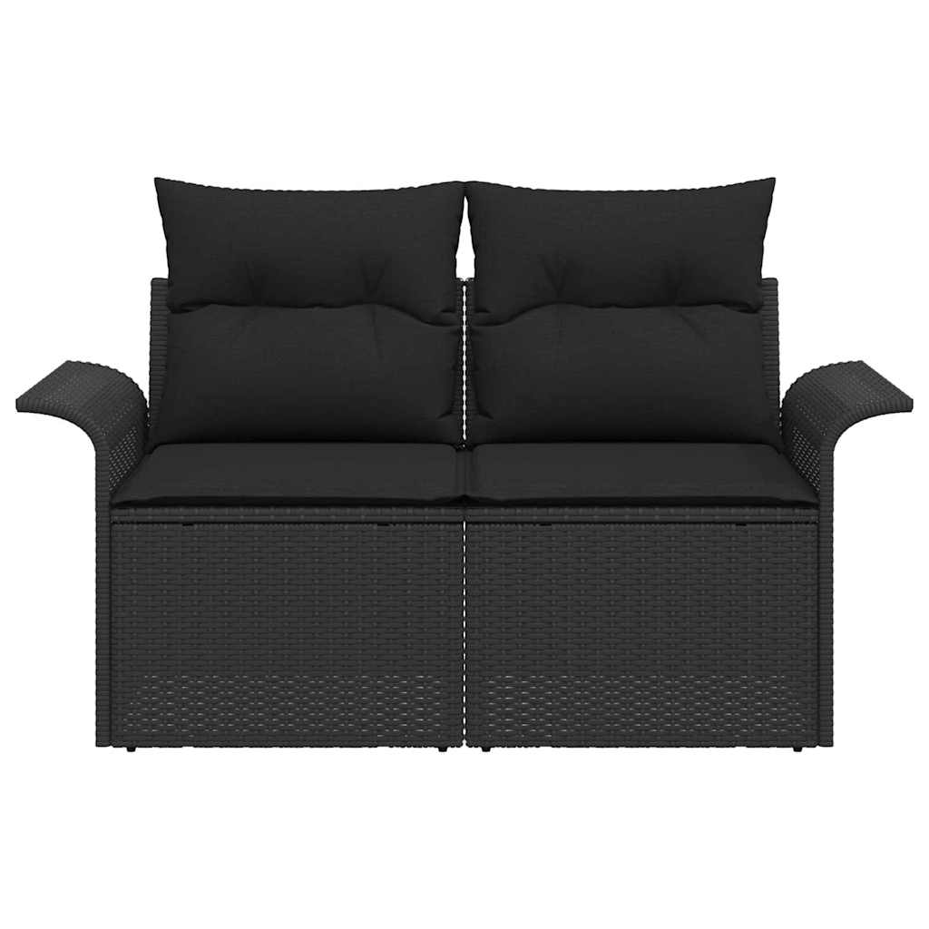 Sofá de jardim com almofada Preto 141 x 62 x 69cm vime PE