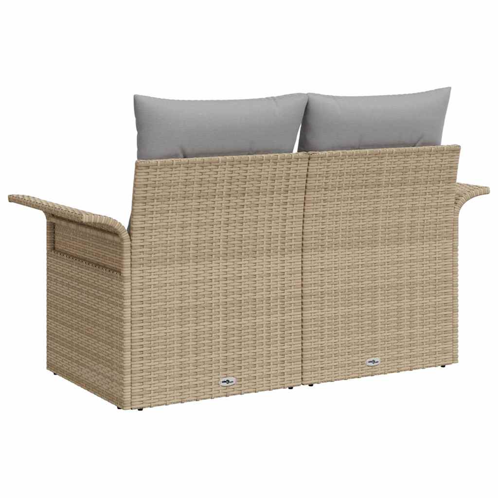 Sofá de jardim com almofada Bege 141 x 62 x 69cm vime PE