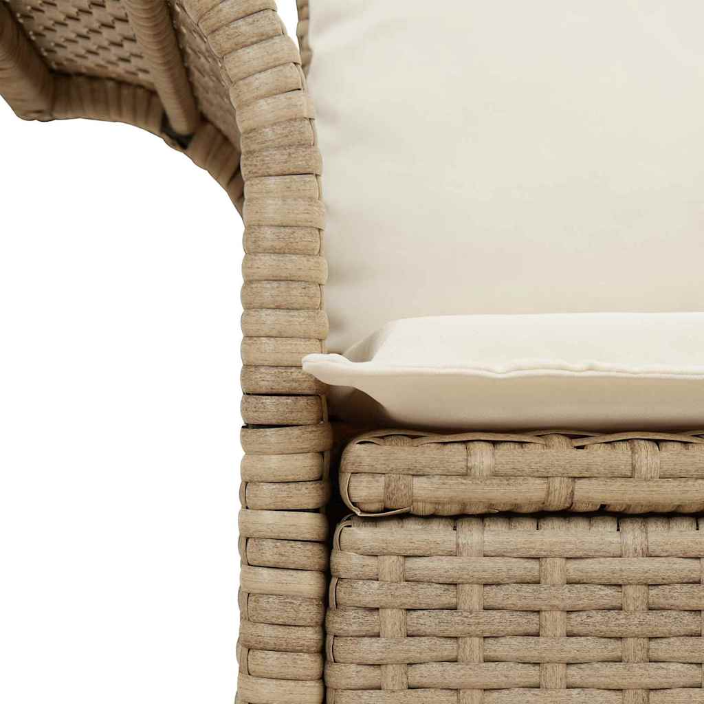 Sofá de jardim com almofada Bege 141 x 62 x 69cm vime PE