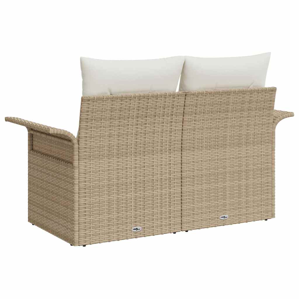 Sofá de jardim com almofada Bege 141 x 62 x 69cm vime PE