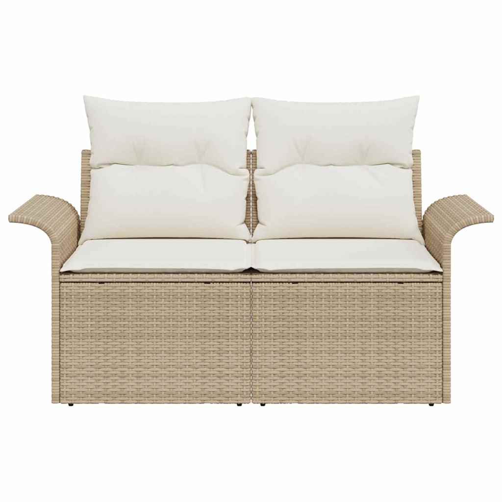 Sofá de jardim com almofada Bege 141 x 62 x 69cm vime PE