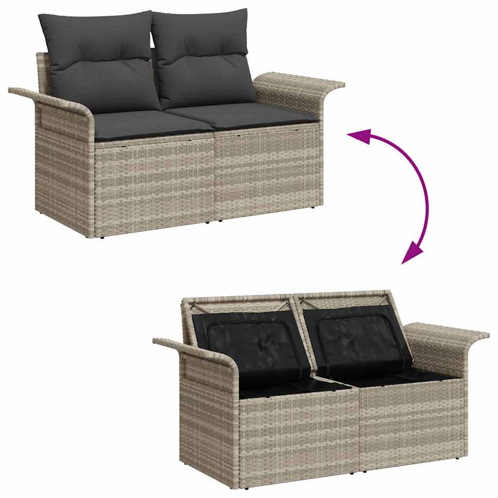 Sofá de jardim Cinzento-claro 141 x 62 x 69cm vime PE