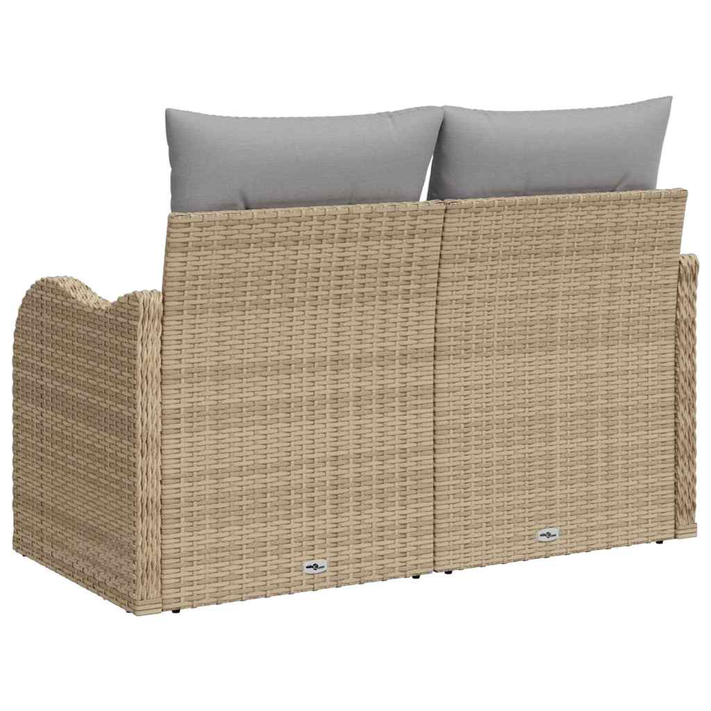 Sofá de jardim com almofada Bege 121 x 62 x 69cm vime PE