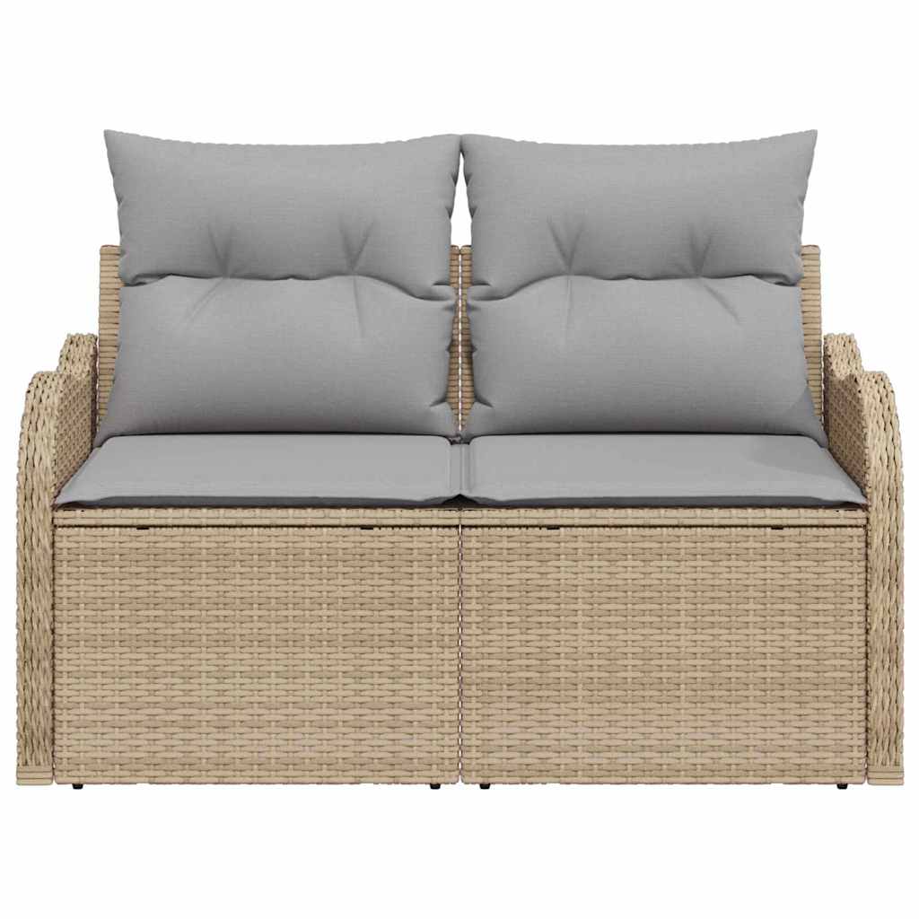 Sofá de jardim com almofada Bege 121 x 62 x 69cm vime PE