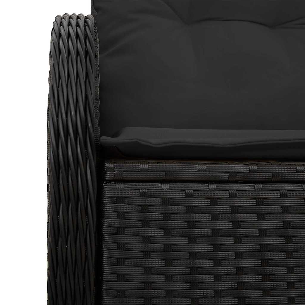 Sofá de jardim com almofada Preto 121 x 62 x 69cm vime PE
