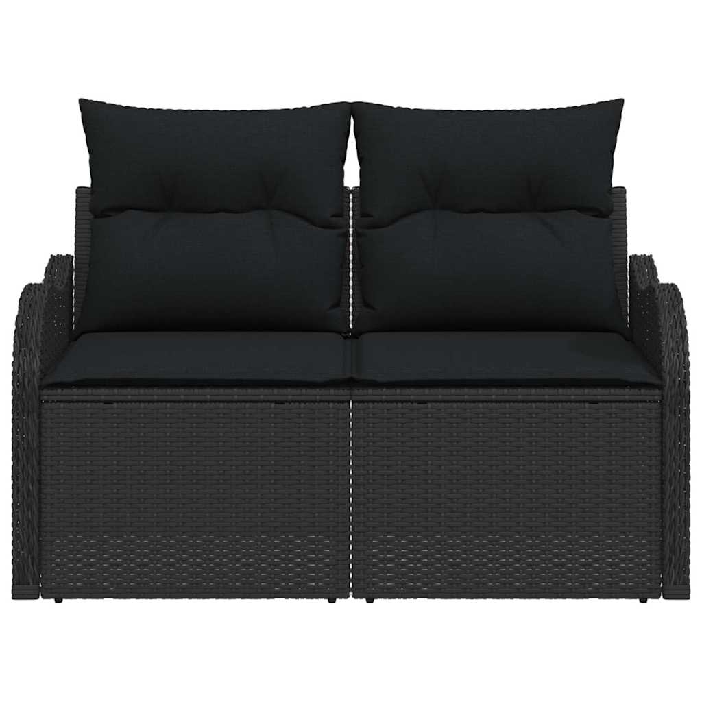 Sofá de jardim com almofada Preto 121 x 62 x 69cm vime PE