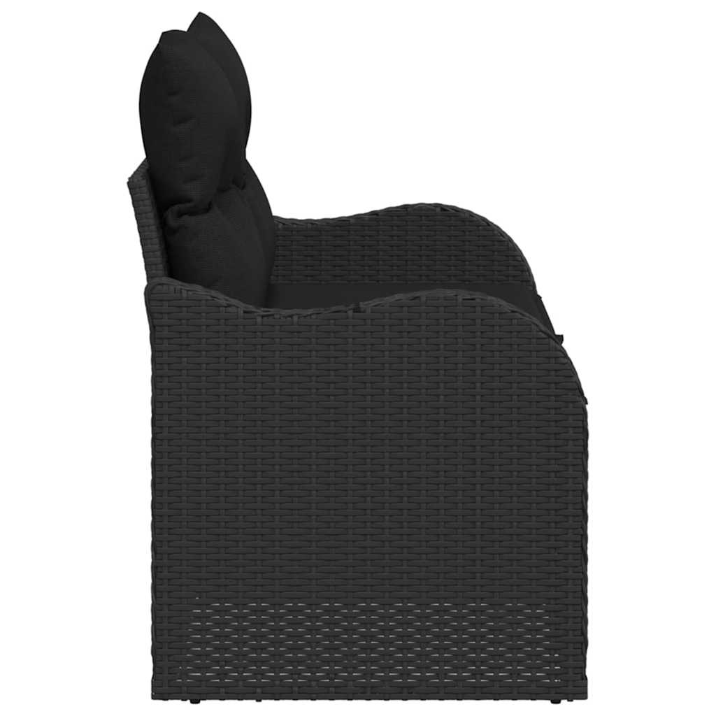 Sofá de jardim com almofada Preto 121 x 62 x 69cm vime PE