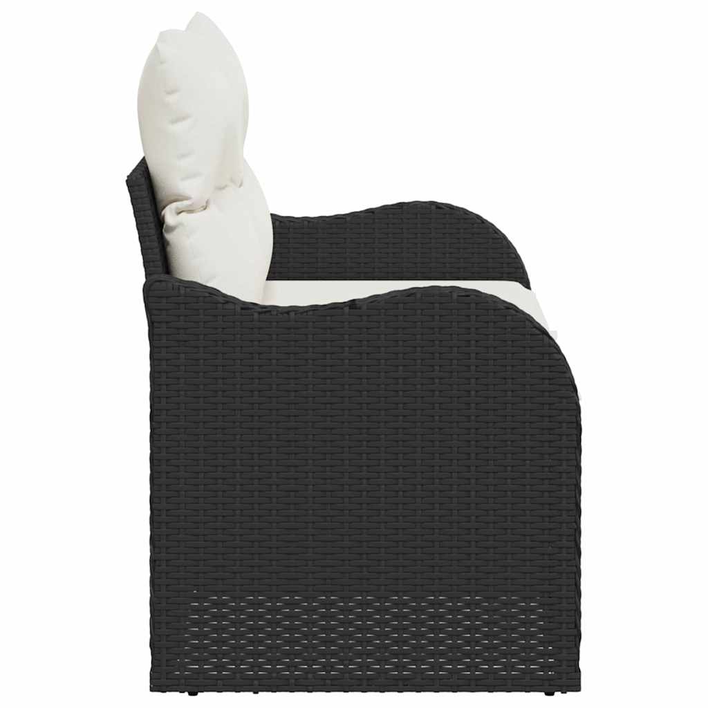 Sofá de jardim com almofada Preto 121 x 62 x 69cm vime PE