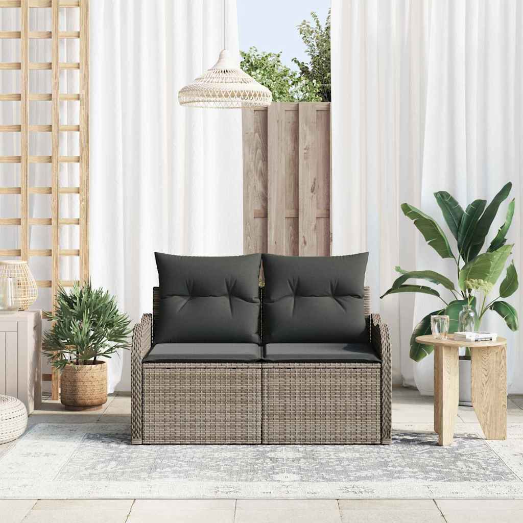 Sofá de jardim com almofada Cinzeto 121 x 62 x 69cm vime PE