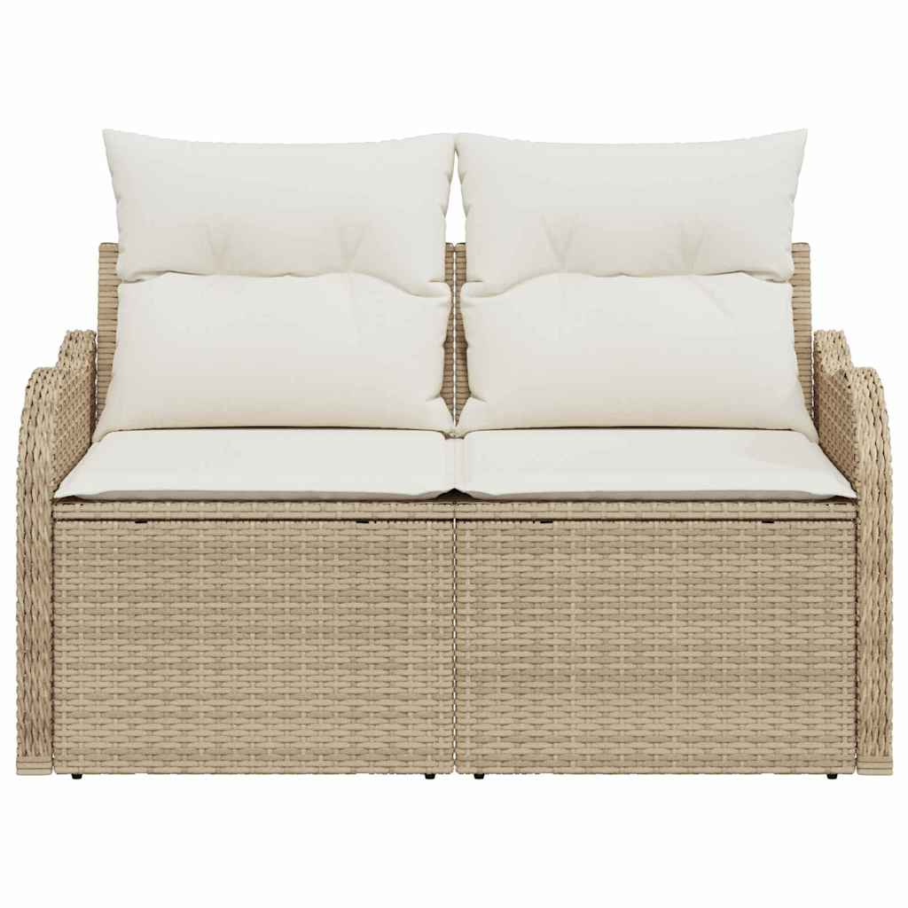 Sofá de jardim com almofada Bege 121 x 62 x 69cm vime PE