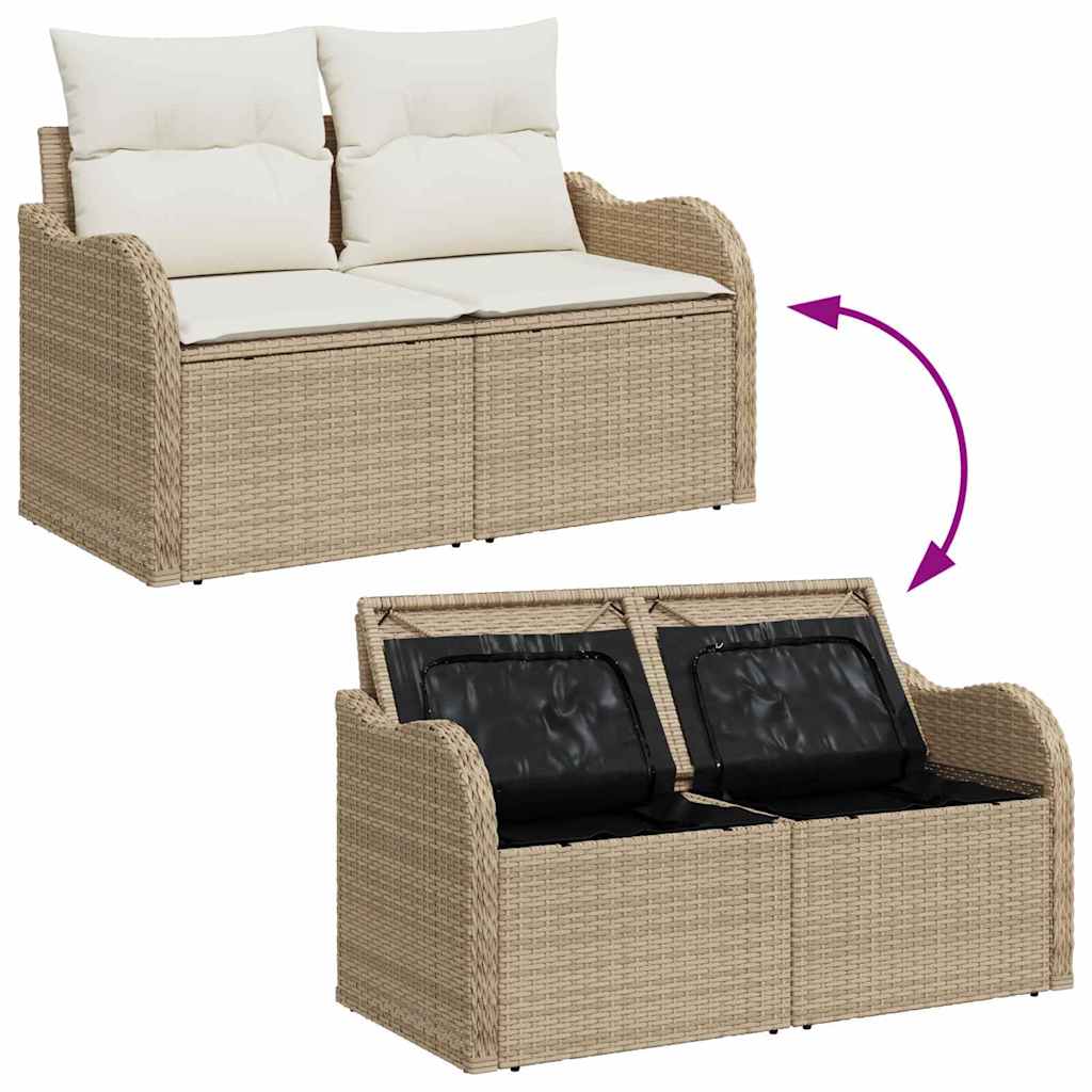 Sofá de jardim com almofada Bege 121 x 62 x 69cm vime PE