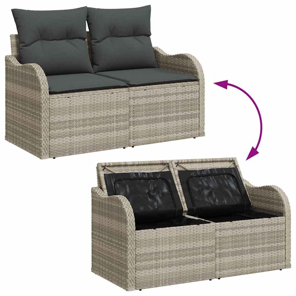 Sofá de jardim Cinzento-claro 121 x 62 x 69cm vime PE