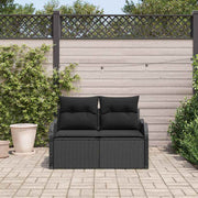 Sofá de jardim com almofada Preto 121 x 62 x 69cm vime PE