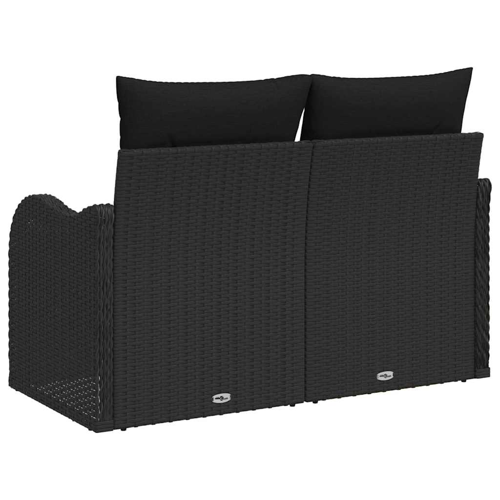 Sofá de jardim com almofada Preto 121 x 62 x 69cm vime PE