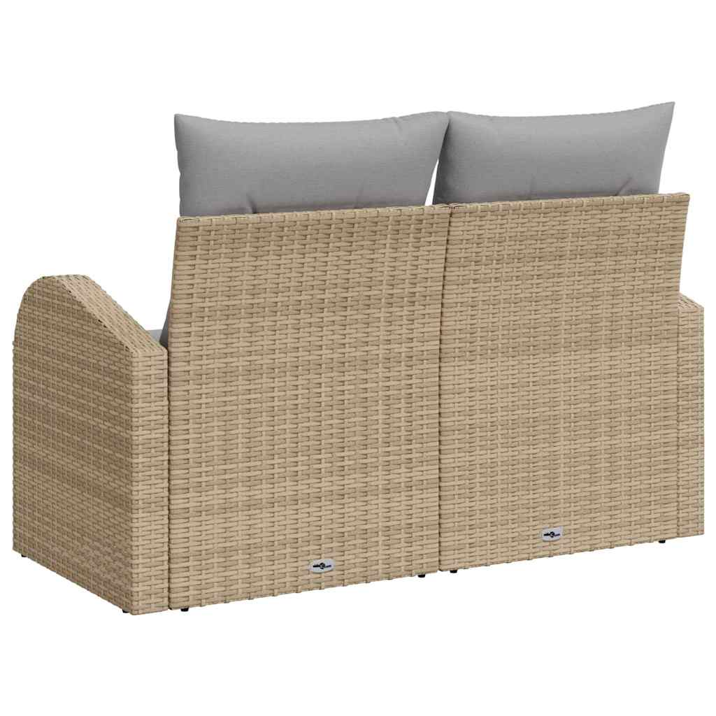 Sofá de jardim com almofada Bege 124 x 62 x 69cm vime PE
