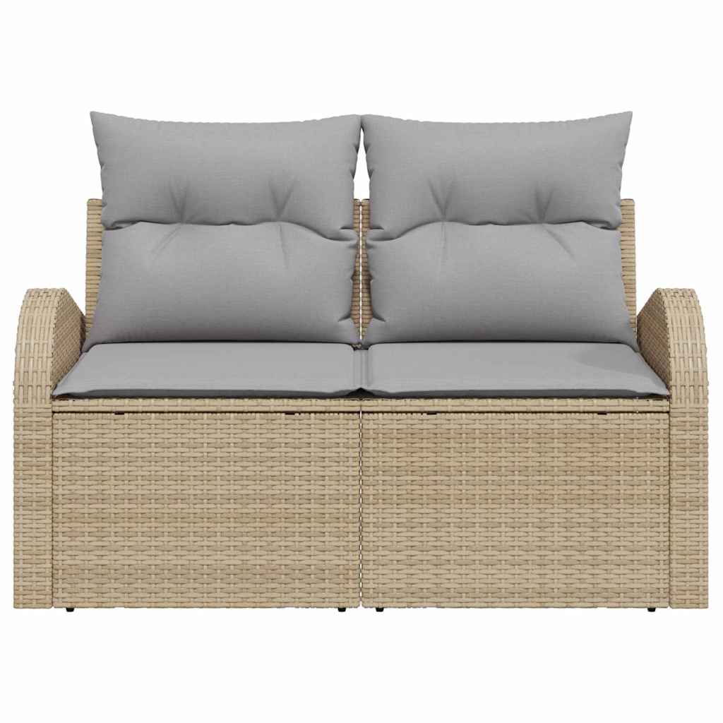 Sofá de jardim com almofada Bege 124 x 62 x 69cm vime PE