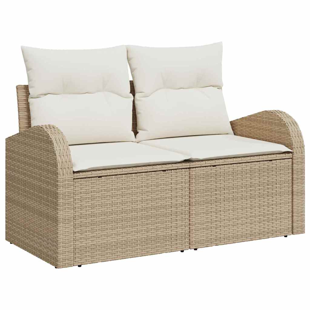 Sofá de jardim com almofada Bege 124 x 62 x 69cm vime PE