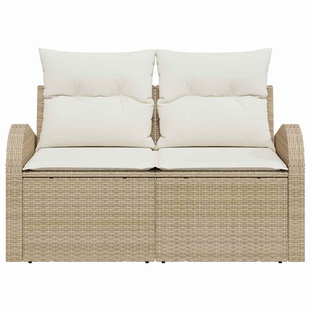 Sofá de jardim com almofada Bege 124 x 62 x 69cm vime PE