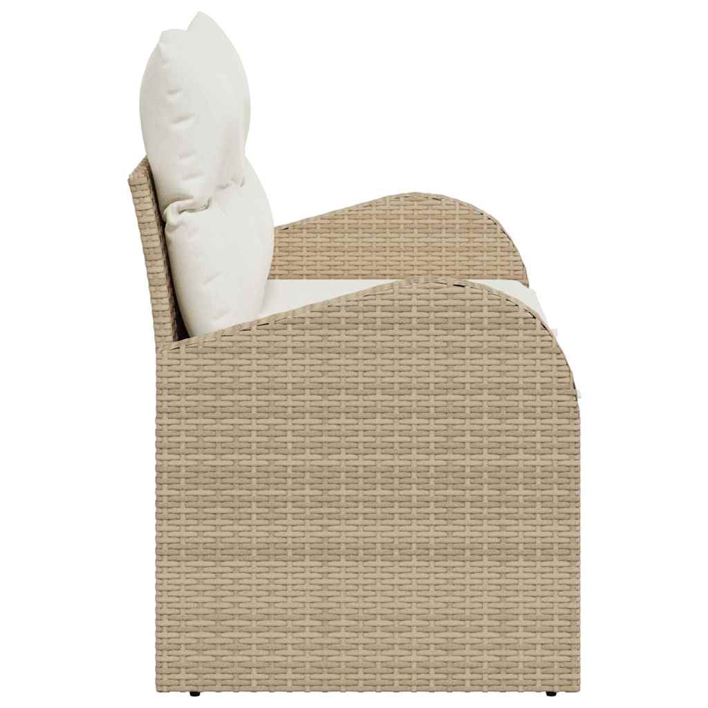 Sofá de jardim com almofada Bege 124 x 62 x 69cm vime PE