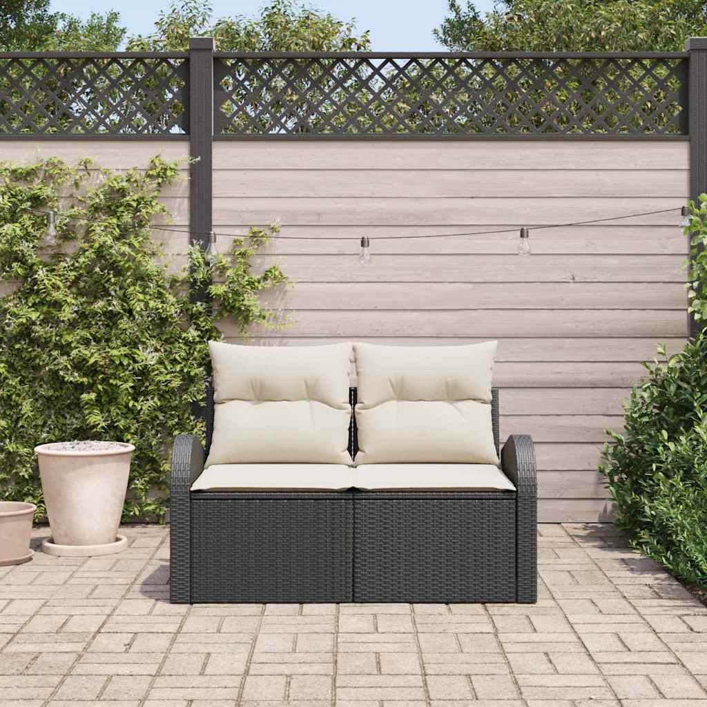 Sofá de jardim Preto 124 x 62 x 69cm vime PE