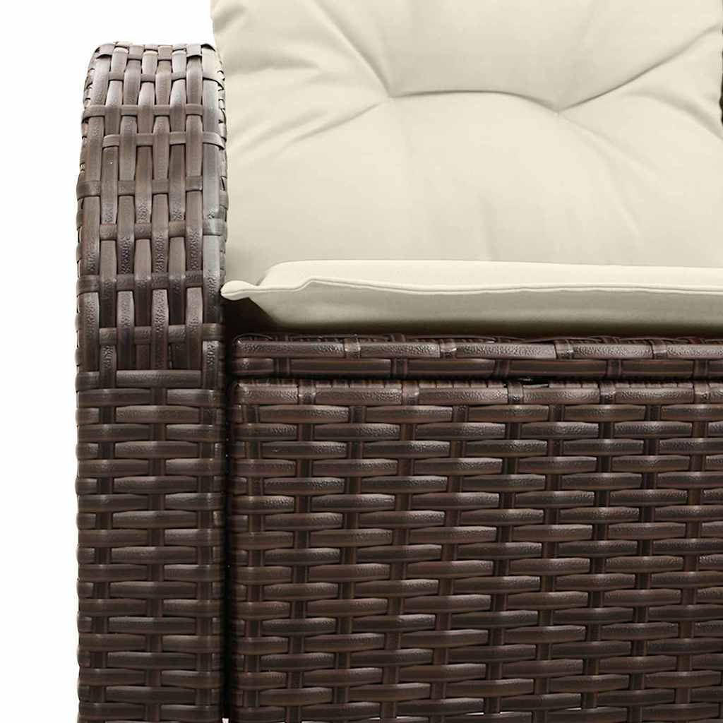 Sofá de jardim com almofada Castanho 124 x 62 x 69cm vime PE
