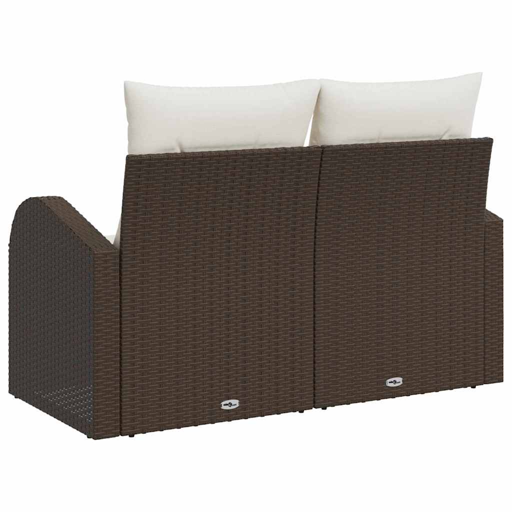 Sofá de jardim com almofada Castanho 124 x 62 x 69cm vime PE