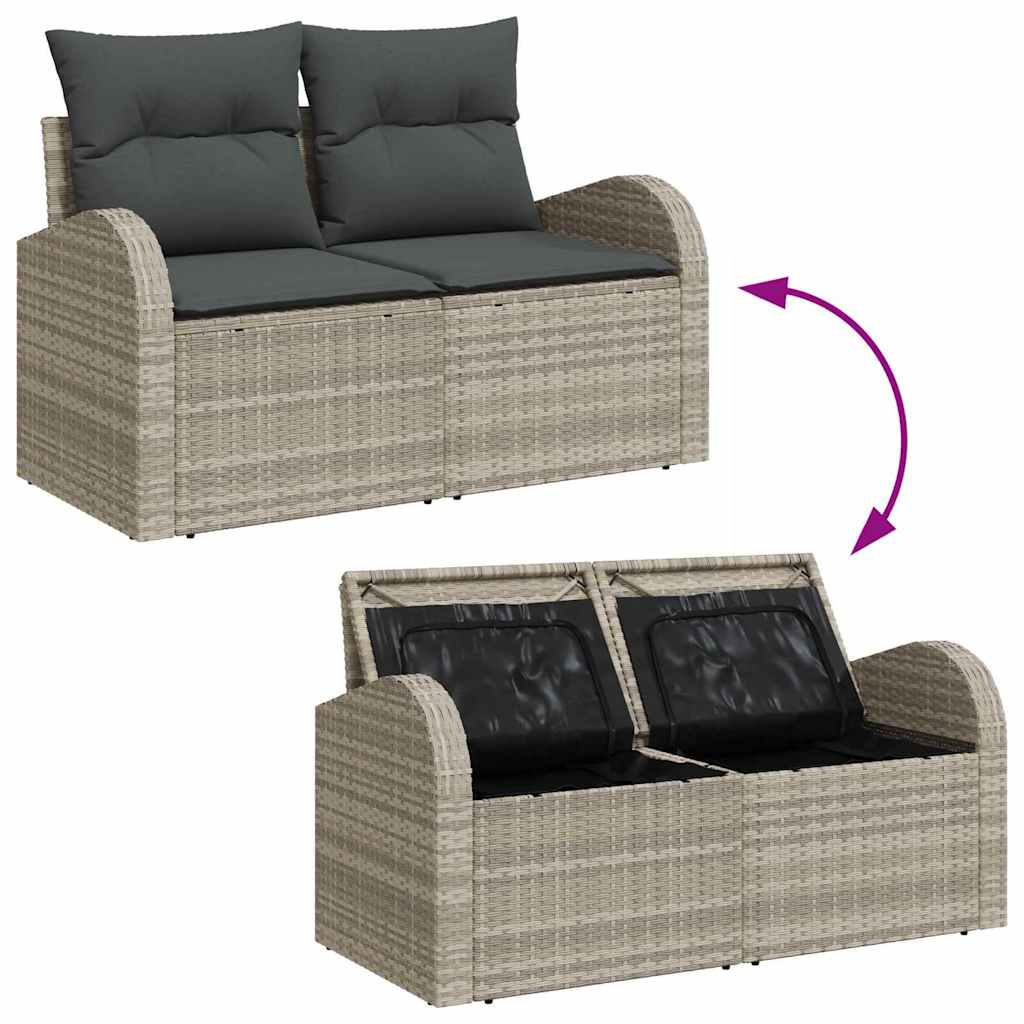 Sofá de jardim Cinzento-claro 124 x 62 x 69cm vime PE