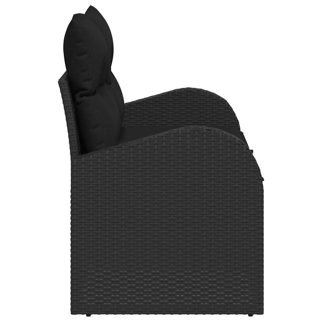 Sofá de jardim com almofada Preto 124 x 62 x 69cm vime PE