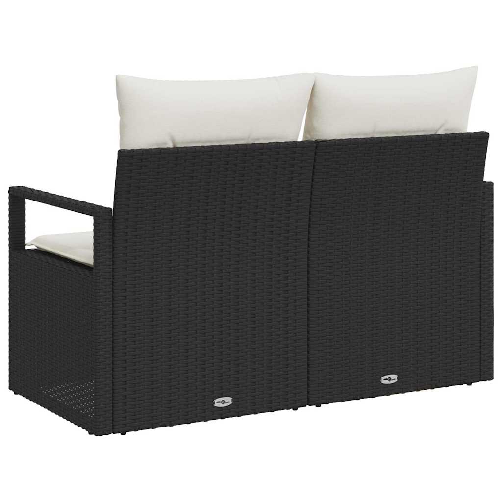 Sofá de jardim com almofada Preto 120 x 62 x 69cm vime PE