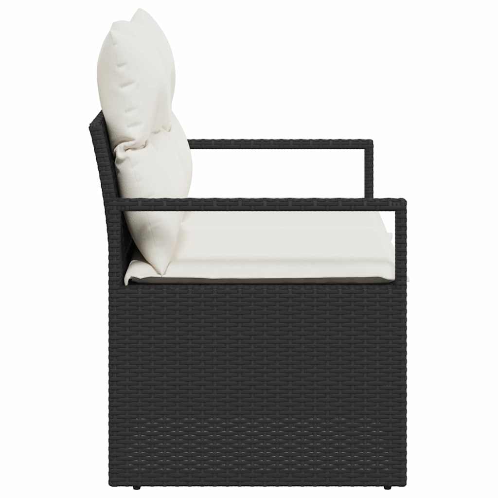 Sofá de jardim com almofada Preto 120 x 62 x 69cm vime PE