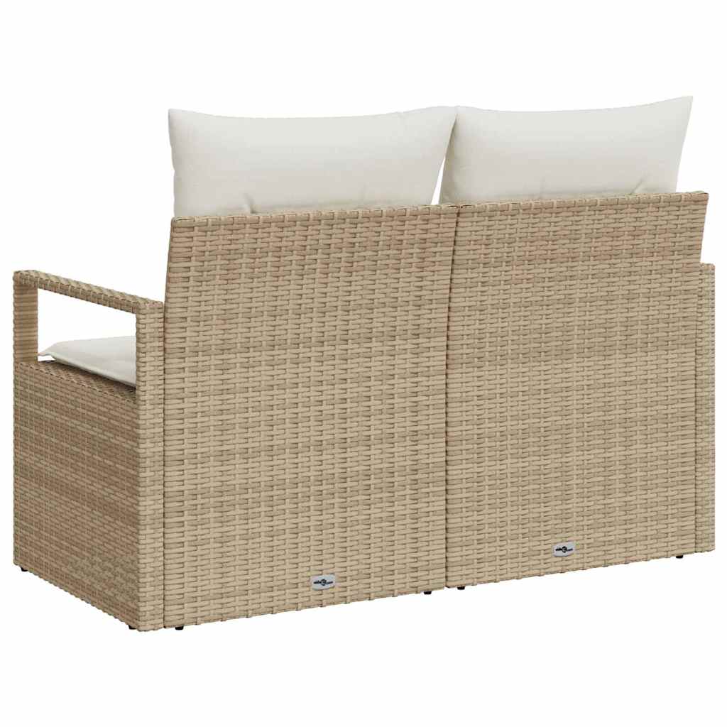 Sofá de jardim com almofada Bege 120 x 62 x 69cm vime PE