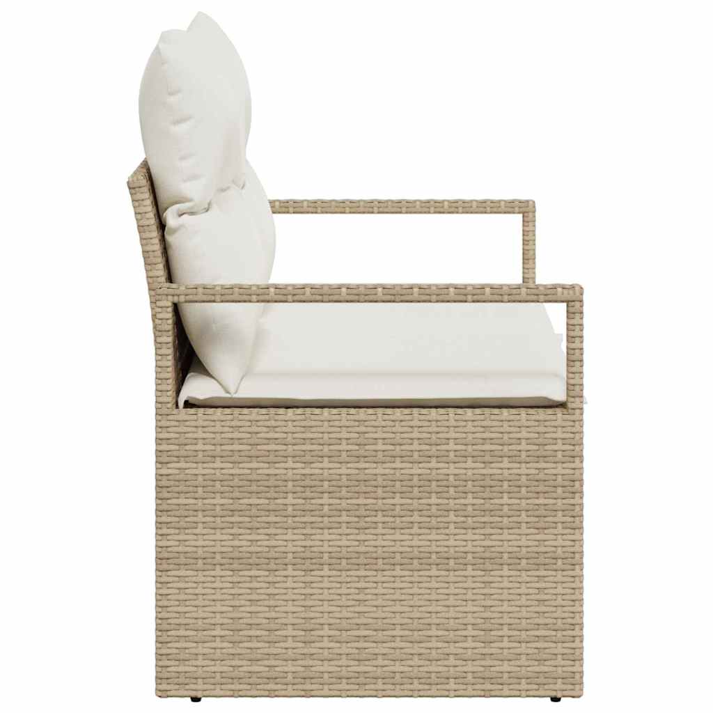 Sofá de jardim com almofada Bege 120 x 62 x 69cm vime PE