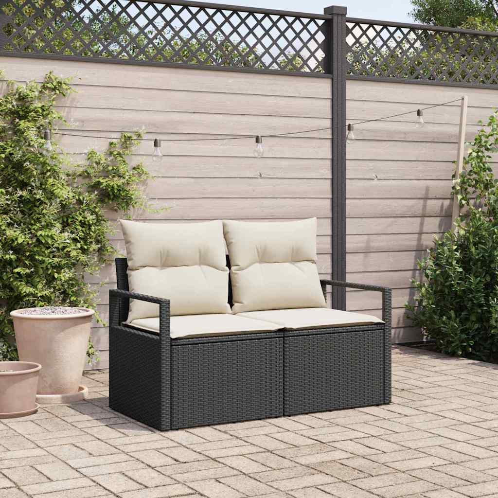 Sofá de jardim Preto 120 x 62 x 69cm vime PE