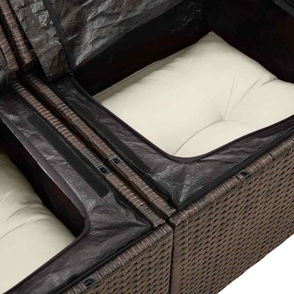 Sofá de jardim com almofada Castanho 120 x 62 x 69cm vime PE