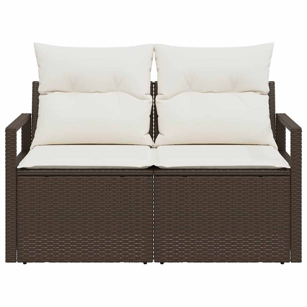 Sofá de jardim com almofada Castanho 120 x 62 x 69cm vime PE