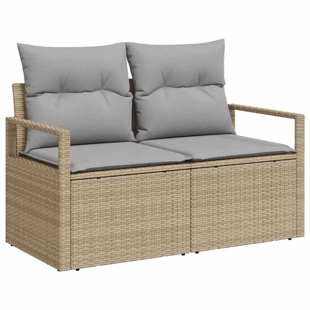 Sofá de jardim com almofada Bege 120 x 62 x 69cm vime PE