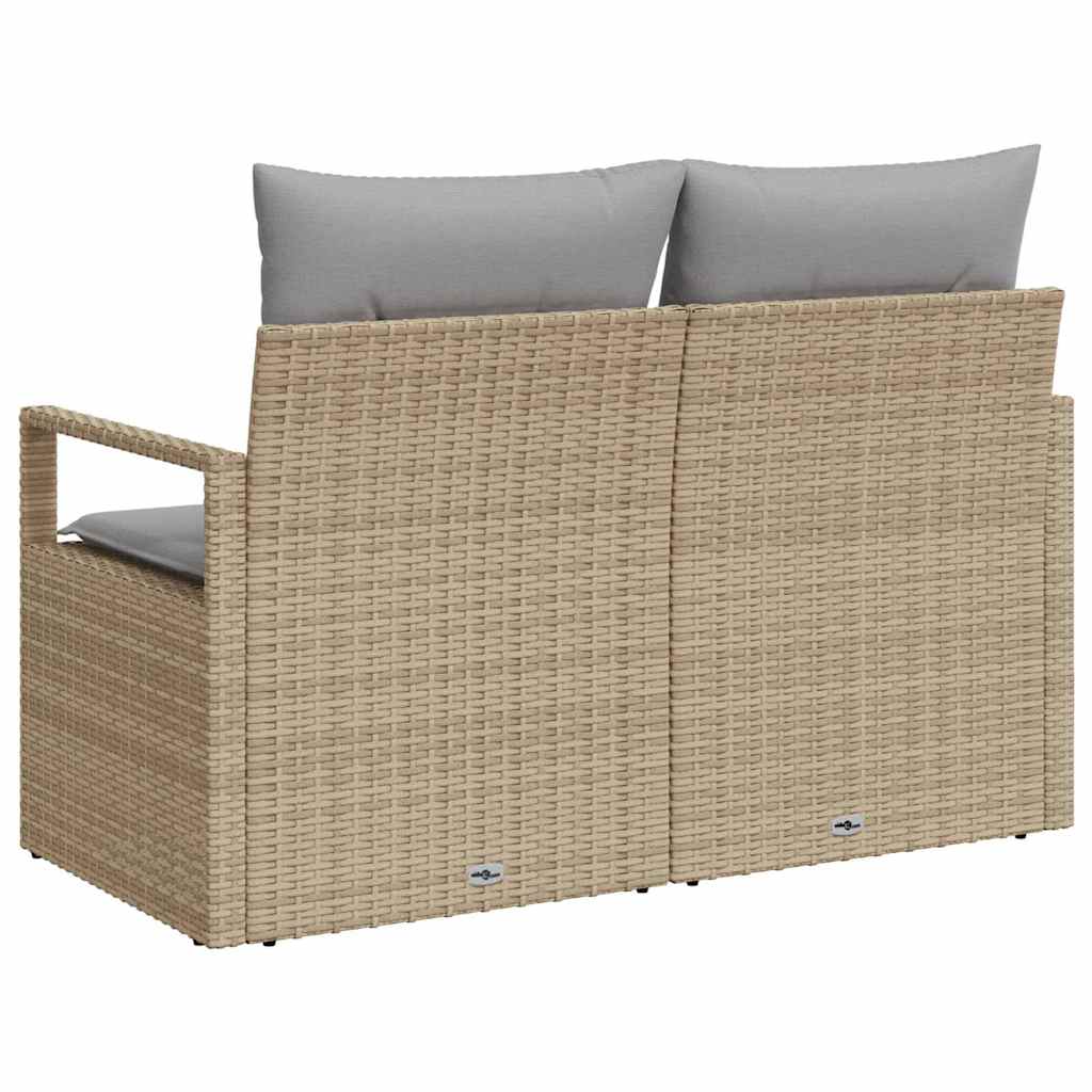 Sofá de jardim com almofada Bege 120 x 62 x 69cm vime PE