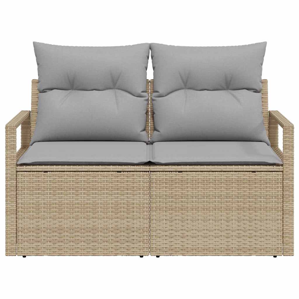 Sofá de jardim com almofada Bege 120 x 62 x 69cm vime PE