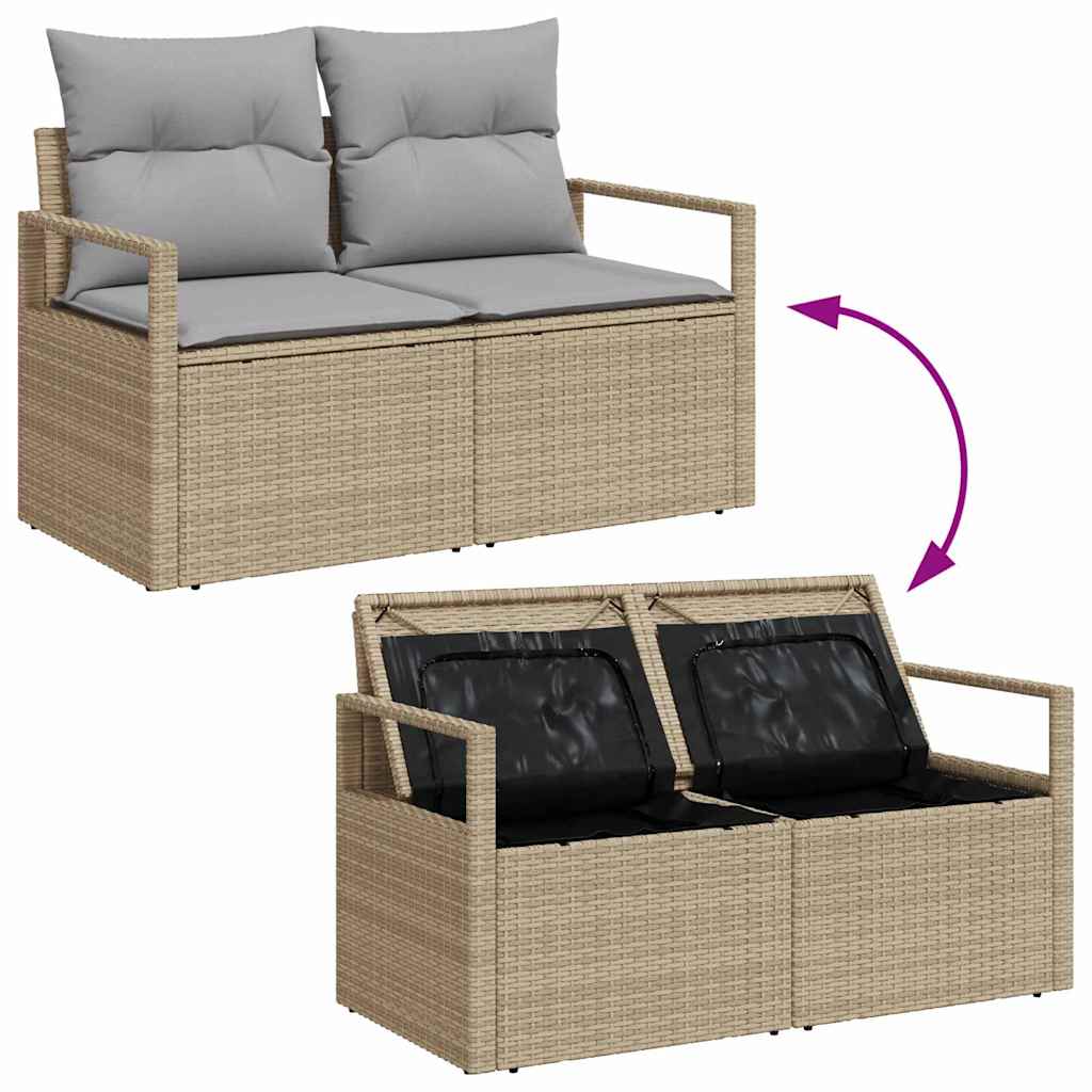 Sofá de jardim com almofada Bege 120 x 62 x 69cm vime PE