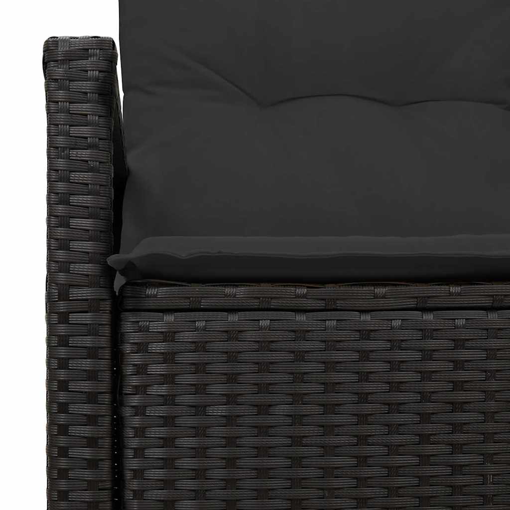 Sofá de jardim com almofada Preto 120 x 62 x 69cm vime PE