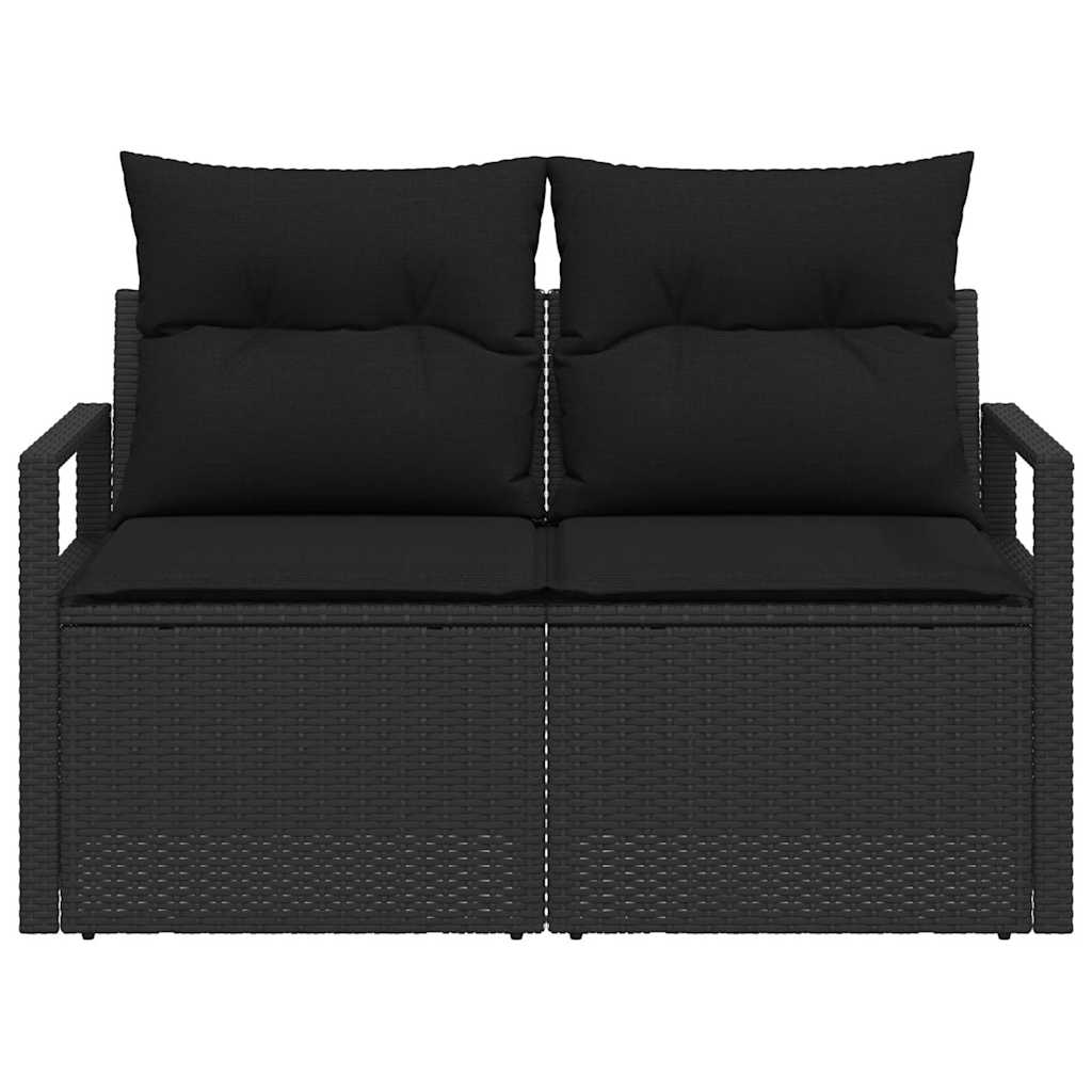 Sofá de jardim com almofada Preto 120 x 62 x 69cm vime PE