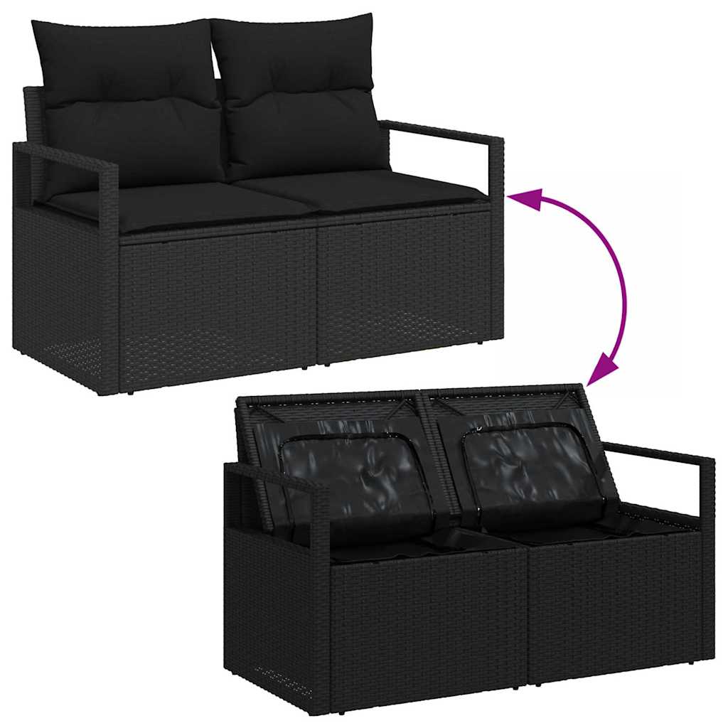 Sofá de jardim com almofada Preto 120 x 62 x 69cm vime PE
