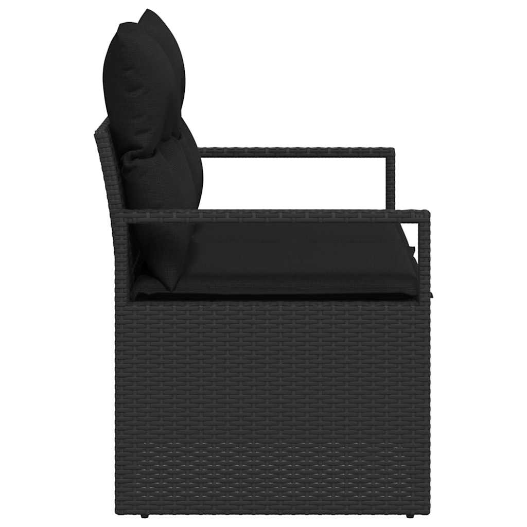 Sofá de jardim com almofada Preto 120 x 62 x 69cm vime PE
