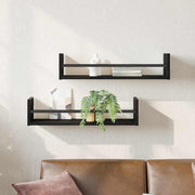 Prateleira de Parede 2 pcs Carvalho preto 60 x 16 x 14 cm