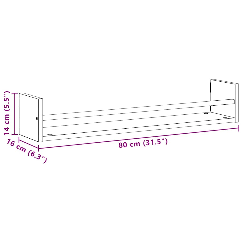 Prateleira de Parede 2 pcs Madeira antiga 80 x 16 x 14 cm
